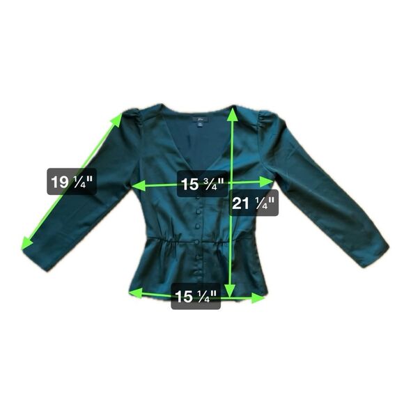 J. Crew Dark Emerald Green Button Detail Feminine Blouse Women’s Size 00 - Picture 6 of 6